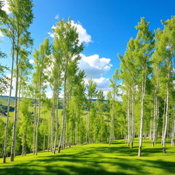 A picturesque landscape of Pando, the vast aspen forest, gracefully walking over a gentle green hill