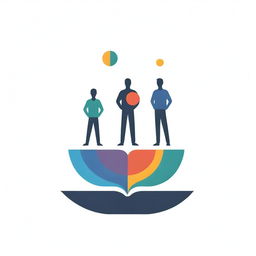 Revamped logo for a social science school showcasing silhouettes of diverse people standing on the pages of an open book that morph into a multicolored globe, illustrating the integration of global cultures and learning.