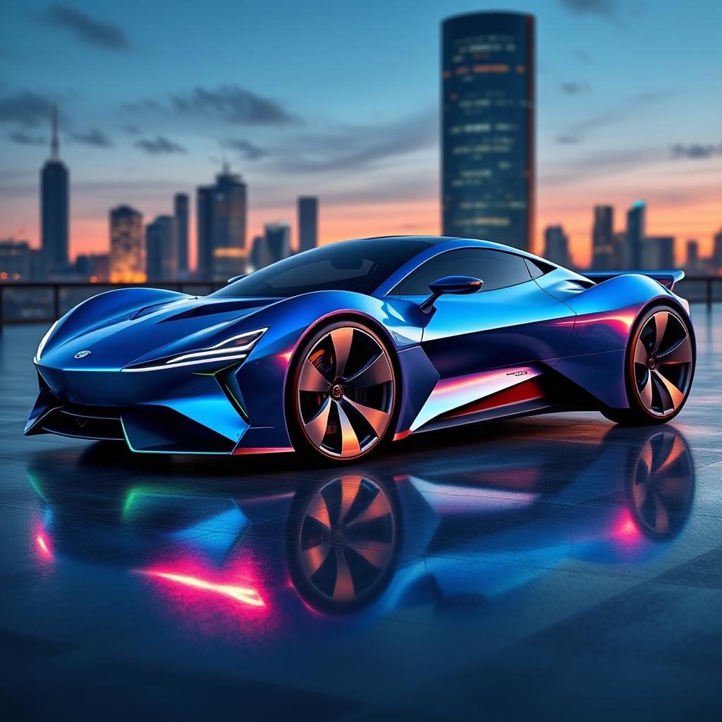 A futuristic sports car featuring an innovative chassis and an unparalleled body design