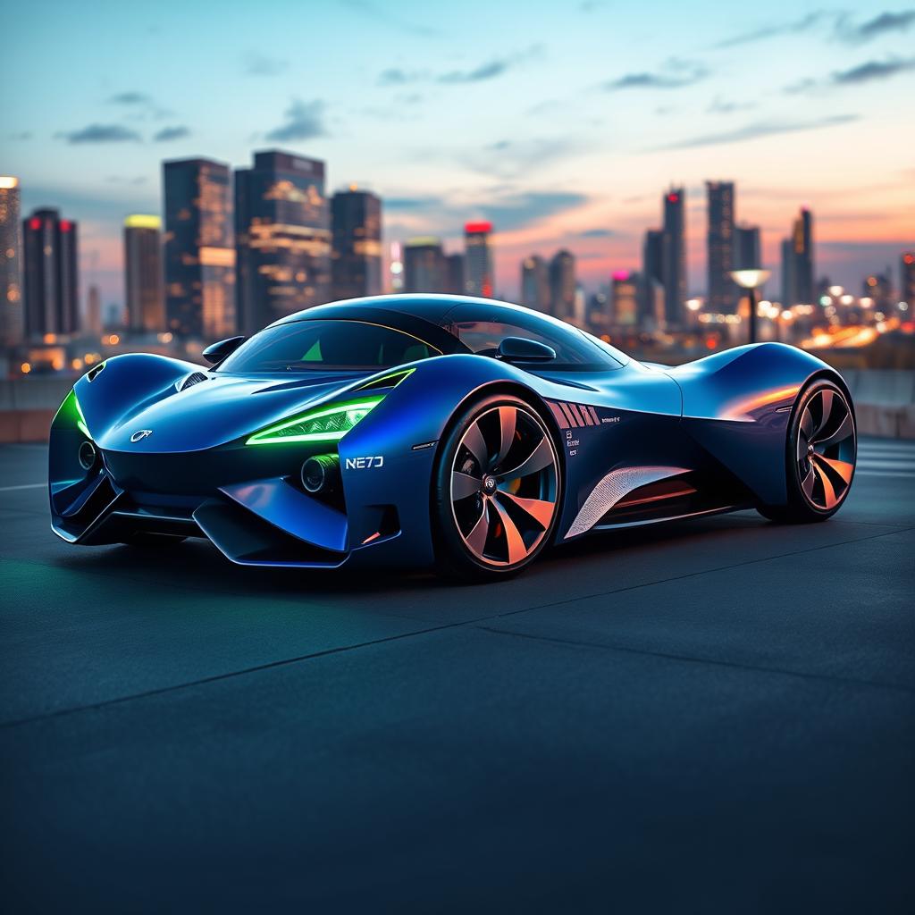 A futuristic sports car featuring an innovative chassis and an unparalleled body design