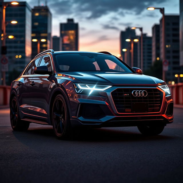 A dynamic and sporty Audi Q8, showcasing its powerful presence and sleek design