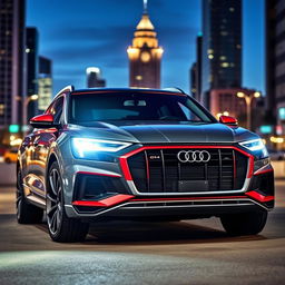 A dynamic and sporty Audi Q8, showcasing its powerful presence and sleek design