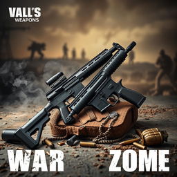 A stunning display of dual weapons inspired by a warzone theme, featuring a pair of sleek and modern firearms