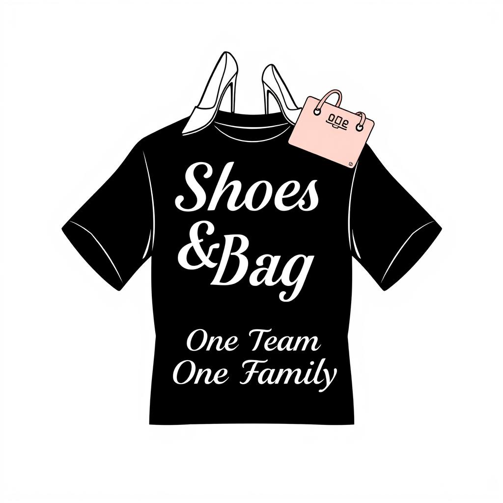 A simple yet elegant t-shirt design centered around the theme of 'shoes & bag'