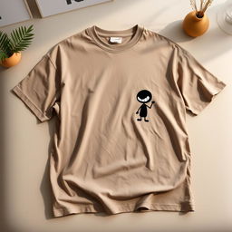 An oversized t-shirt featuring a small graphic design of an animated shadow character placed on the right chest area