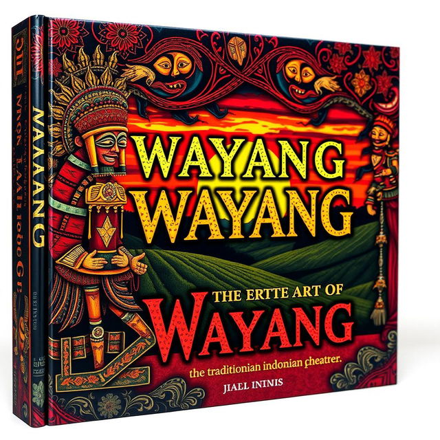 A stunningly illustrated book cover dedicated to the art of Wayang, the traditional Indonesian shadow puppet theater