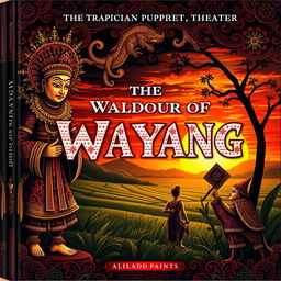 A stunningly illustrated book cover dedicated to the art of Wayang, the traditional Indonesian shadow puppet theater