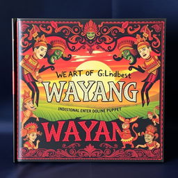 A stunningly illustrated book cover dedicated to the art of Wayang, the traditional Indonesian shadow puppet theater