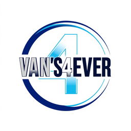 A visually striking logo design for 'VAN'S4EVER' featuring the number '4' prominently enclosed in a sleek and modern circle