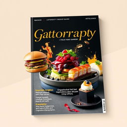 A sleek, modern magazine cover that beautifully intertwines gastronomy with pop culture, featuring gourmet dishes inspired by popular video games and films