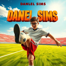 A movie poster featuring Daniel Sims, a teenage soccer player with a sporty look, wearing a classic soccer jersey