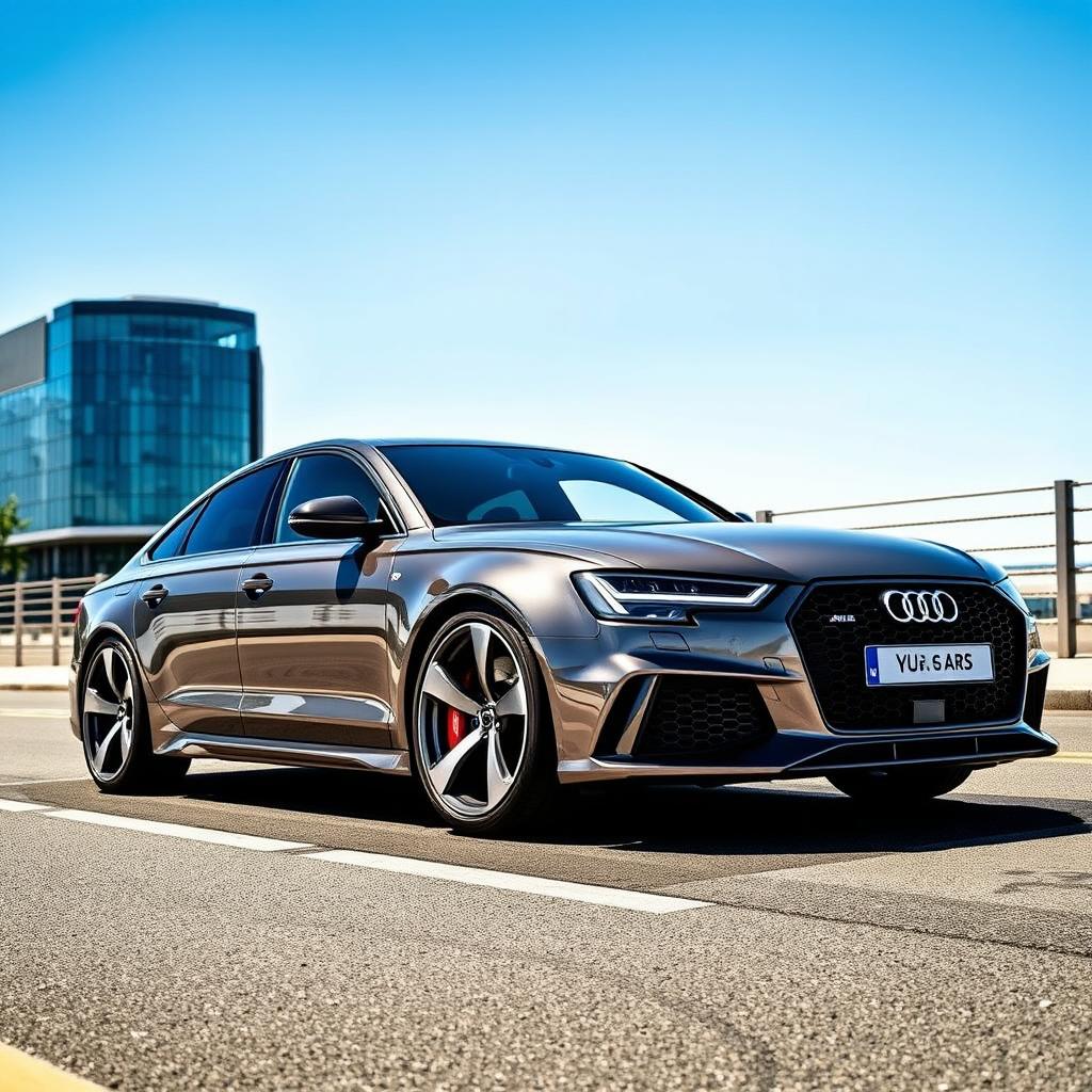 A sleek Audi RS6 in Nardo Grey, showcasing its aggressive design and sporty features