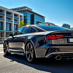 A sleek Audi RS6 in Nardo Grey, showcasing its aggressive design and sporty features