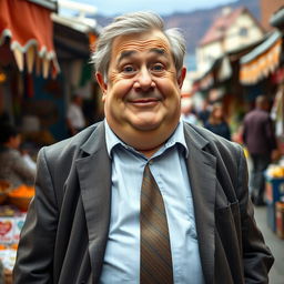 A 70-year-old Czech businessman with an obese body type, showcasing his full-body appearance