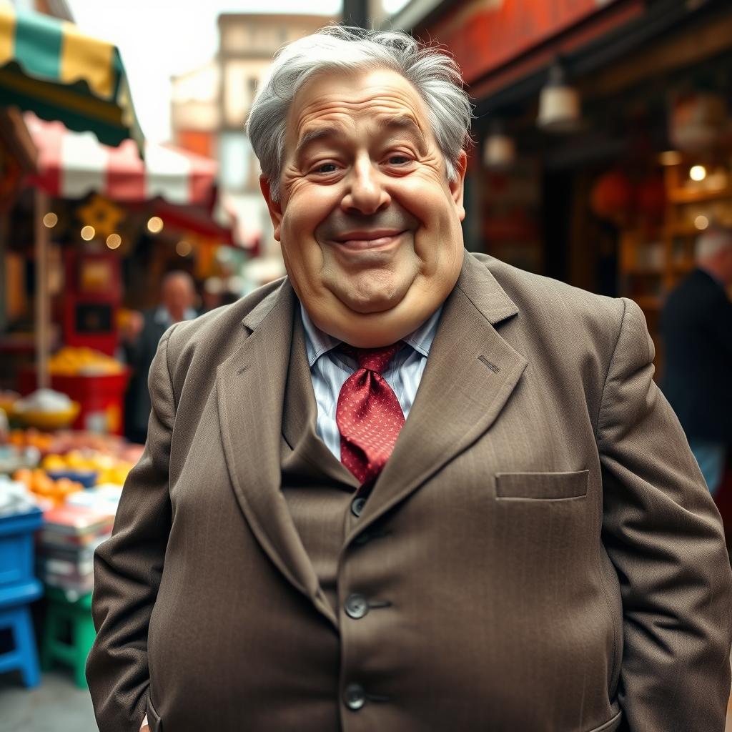 A 70-year-old Czech businessman with an obese body type, showcasing his full-body appearance