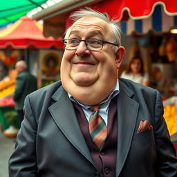 A 70-year-old Czech businessman with an obese body type, showcasing his full-body appearance