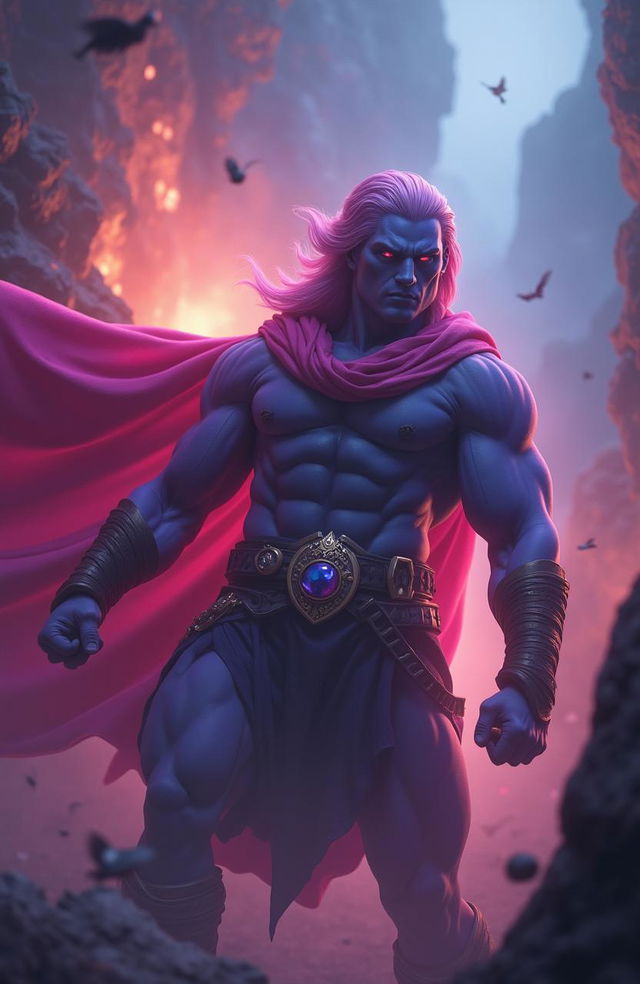 A high fantasy scene featuring Malzahar from League of Legends, depicted as a muscular and handsome character