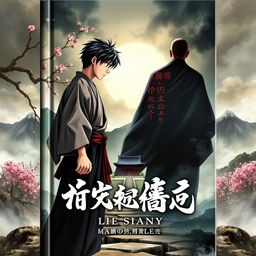 A dramatic book cover illustrating a Japanese character standing at a crossroads, surrounded by a mystical, atmospheric landscape