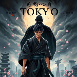 A striking book cover illustrating a Japanese male character in a determined pose, highlighting his traditional and modern attributes