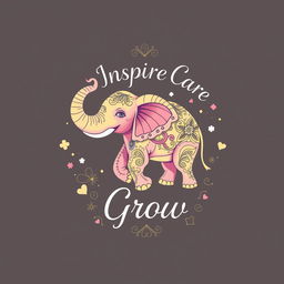 A stylish and elegant school t-shirt design featuring a large artistic illustration of an elephant