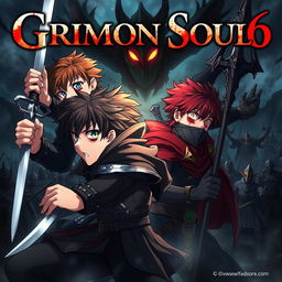 A dark fantasy anime cover titled "Grimon Soul 6", featuring two 19-year-old boys