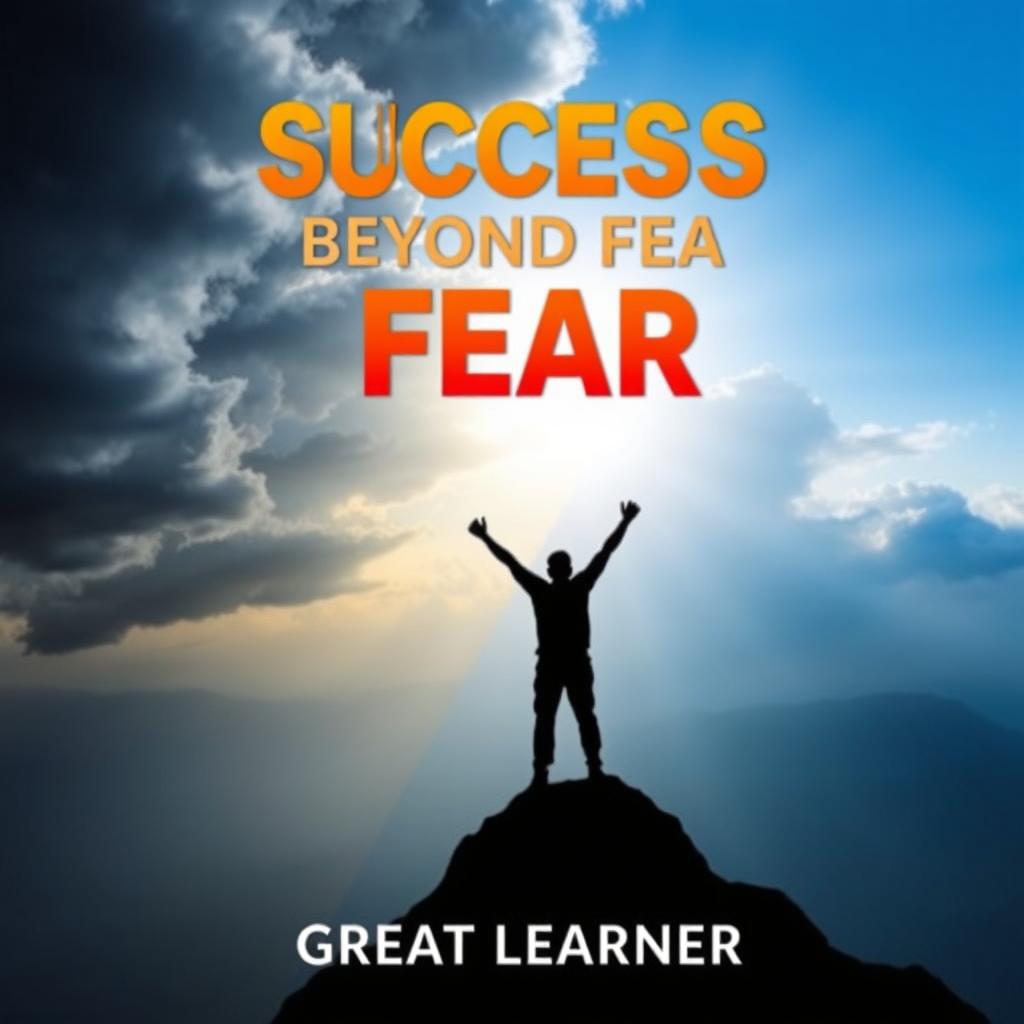 An inspirational book cover design for 'Success Beyond Fear' by Great Learner, conveying themes of courage and achievement