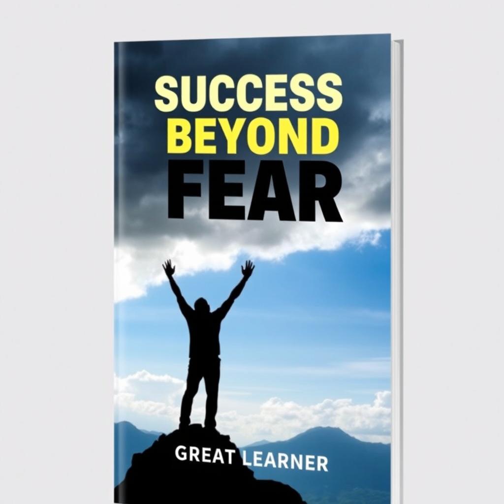 An inspirational book cover design for 'Success Beyond Fear' by Great Learner, conveying themes of courage and achievement