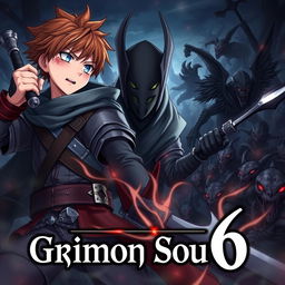 A dark fantasy anime cover titled "Grimon Soul 6", showcasing two 19-year-old boys