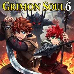 A dark fantasy anime cover titled "Grimon Soul 6", showcasing two 19-year-old boys