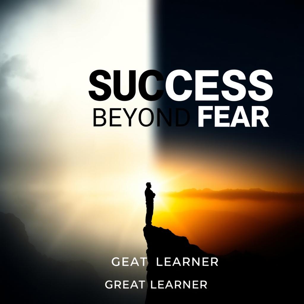 An inspirational book cover design for 'Success Beyond Fear' by Great Learner, showcasing the theme of empowerment and growth