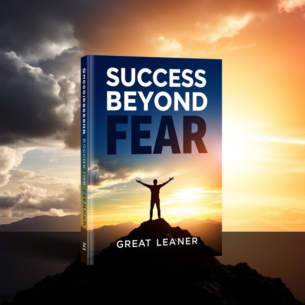 An inspirational book cover design for 'Success Beyond Fear' by Great Learner, embodying the essence of overcoming challenges and achieving personal growth