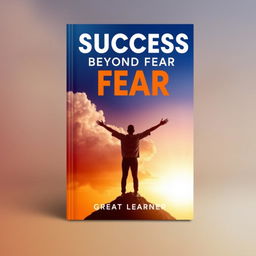 An inspirational book cover design for 'Success Beyond Fear' by Great Learner, embodying the essence of overcoming challenges and achieving personal growth