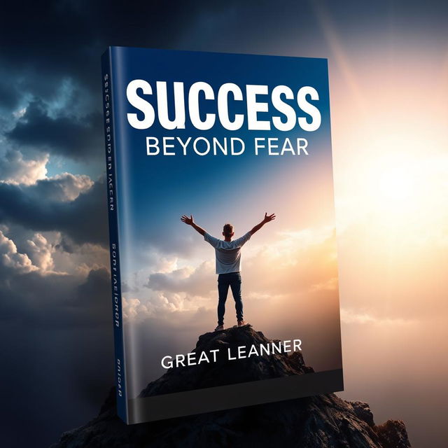 An inspirational book cover design for 'Success Beyond Fear' by Great Learner, embodying the essence of overcoming challenges and achieving personal growth