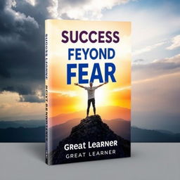 An inspirational book cover design for 'Success Beyond Fear' by Great Learner, embodying the essence of overcoming challenges and achieving personal growth