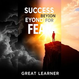 An inspirational book cover design for 'Success Beyond Fear' by Great Learner, themed around overcoming challenges and personal empowerment