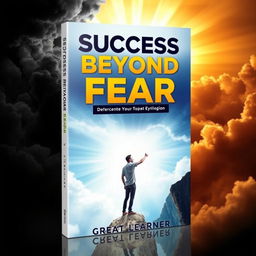 An inspirational book cover design for 'Success Beyond Fear' by Great Learner, themed around overcoming challenges and personal empowerment