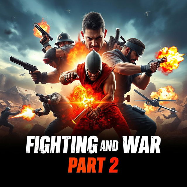 Create an eye-catching poster for the game 'Fighting and War Part 2'