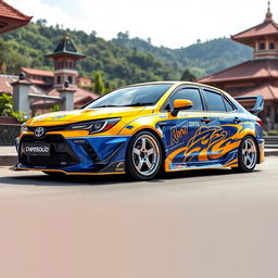 A custom-designed Toyota Corolla AE101 from Wonosobo, featuring a sleek and sporty aesthetic