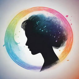 An image juxtaposing quiet and dynamism. A serene gradient background with a silhouette of a person with closed eyes, encircled by vibrant, swirling musical notes and waves. Incorporate a quote in differing font styles - quiet for the words 'introversion' and 'silence', dynamic for 'roaring symphony' and 'mighty resonance'. Add symbolic musical elements for enhancement.