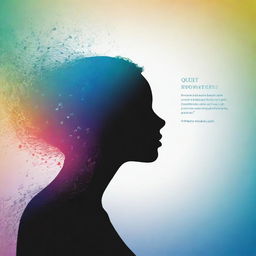 An image juxtaposing quiet and dynamism. A serene gradient background with a silhouette of a person with closed eyes, encircled by vibrant, swirling musical notes and waves. Incorporate a quote in differing font styles - quiet for the words 'introversion' and 'silence', dynamic for 'roaring symphony' and 'mighty resonance'. Add symbolic musical elements for enhancement.