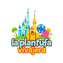 A logo design for a travel agent company named 'la plantufa viajera'