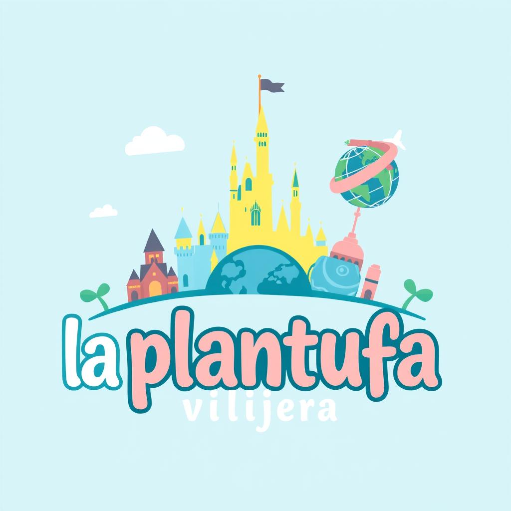 A logo design for a travel agent company named 'la plantufa viajera'