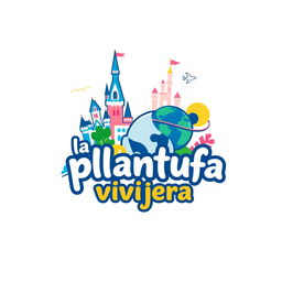 A logo design for a travel agent company named 'la plantufa viajera'