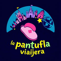 A logo design for a travel agent company named 'la pantufla viajera'