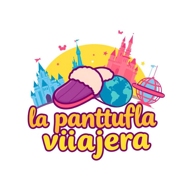 A logo design for a travel agent company named 'la pantufla viajera'