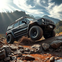 An impressive off-road SUV showcasing its powerful engine, designed to navigate rugged terrains with ease