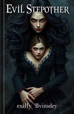 A captivating cover image featuring a young woman trapped within the body of an evil stepmother