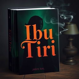 A captivating book cover design featuring the title 'Ibu Tiri' in elegant, bold lettering