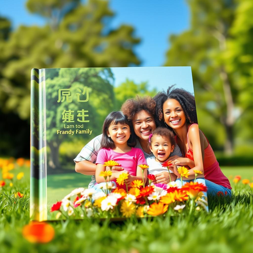 A warm and heartwarming book cover featuring a happy family portrait