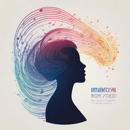 Subtle gradient background showcasing introversion, centered silhouette with closed eyes amidst swirling musical notes and waves. The phrase 'Introversion is a roaring symphony; silence, a mighty resonance' in contrasting fonts, with vibrant colors from the notes. Incorporate subtle musical staff or singer.